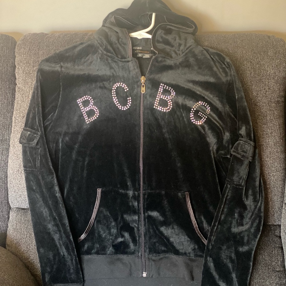 (EUC) BCBGMAXAZRIA black velvet track jacket.
